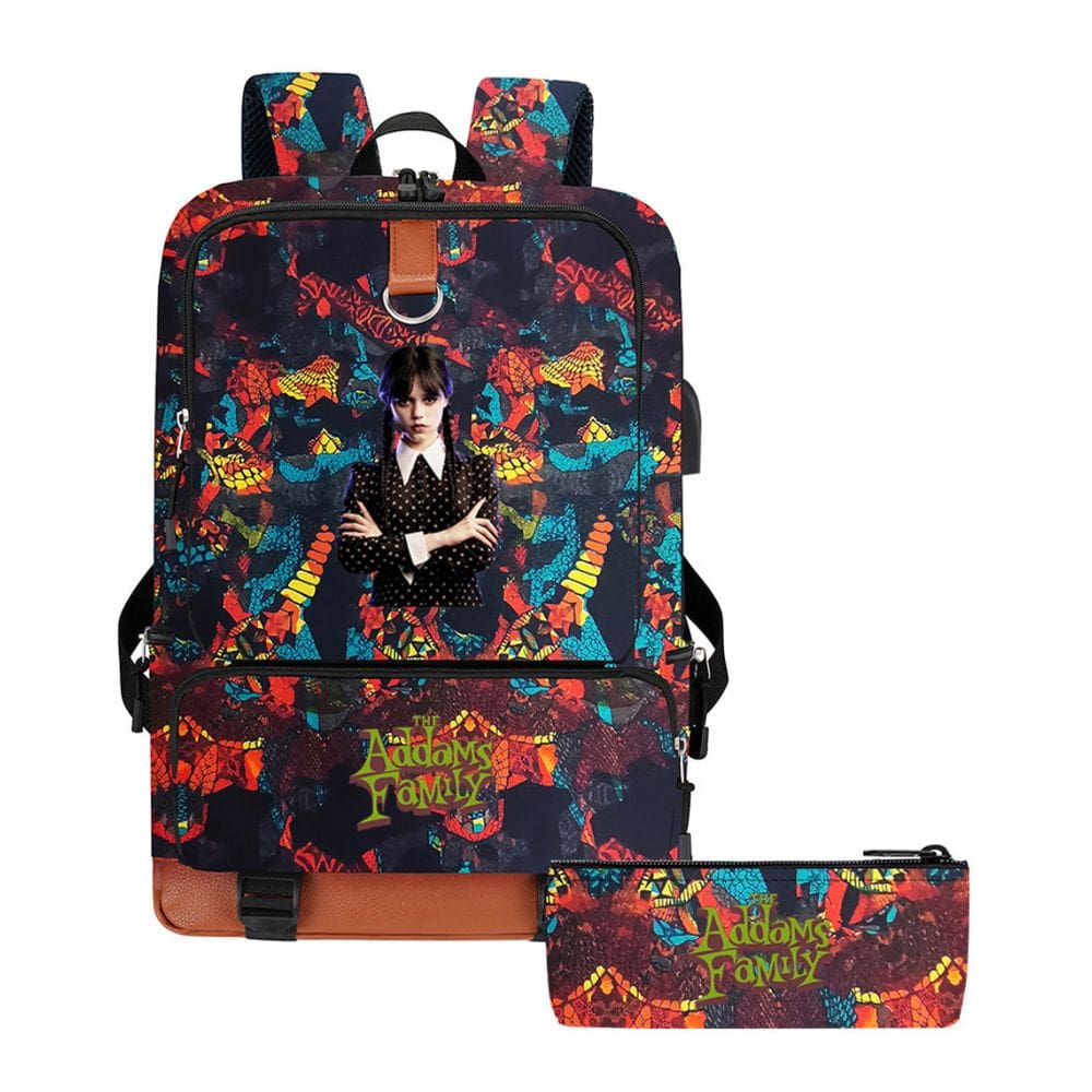 Mochila escolar às quartas-feiras, desenho animado para crianças, 2 unidades/conjunto