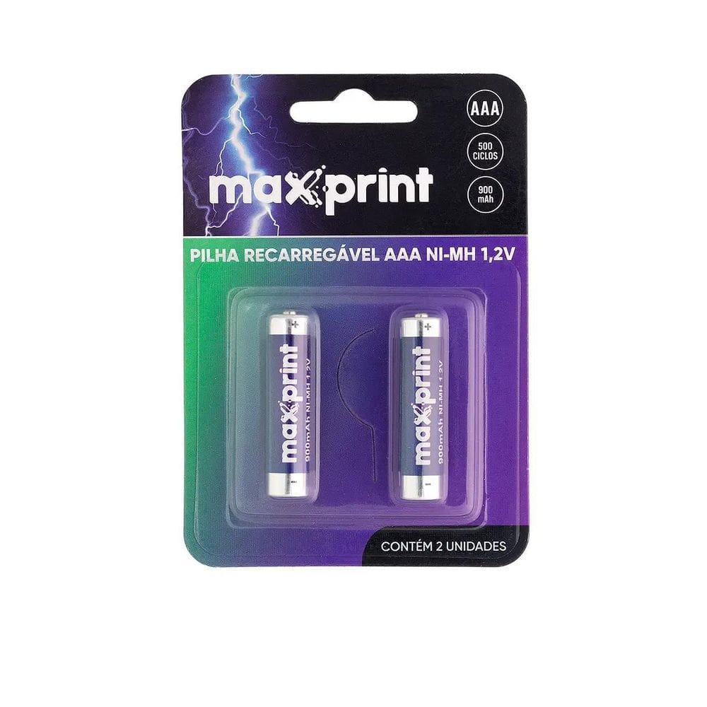 Pilha Recarregavel Maxprint Aaa 1,2V 900Mha C/2