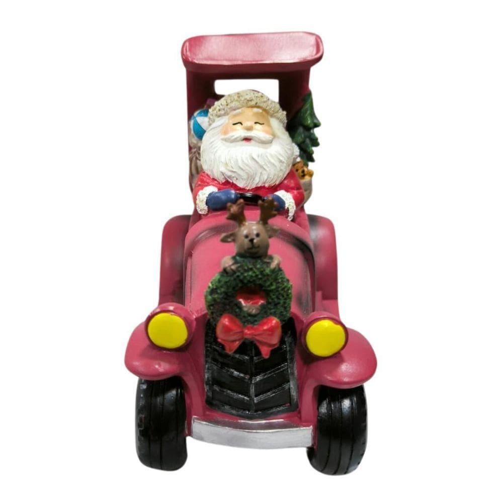 Enfeite Carro Papai Noel Resina Vermelho Grillo