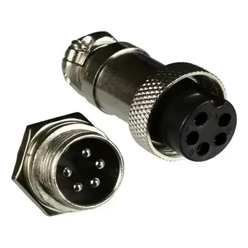 Par De Conector Circular Gx16 Mike - 5 Vias