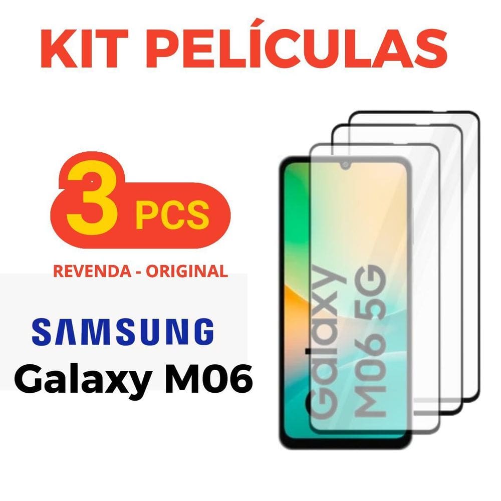 Kit 3 Películas Vidro 3D Compatível Para Galaxy M06 5G