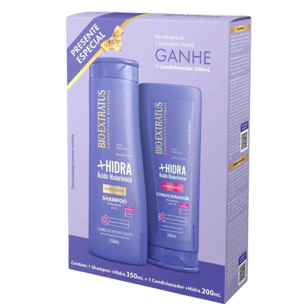 Kit Bio Extratus +Hidra: Shampoo 350ml + Condicionador 200ml - Ácido Hialurônico