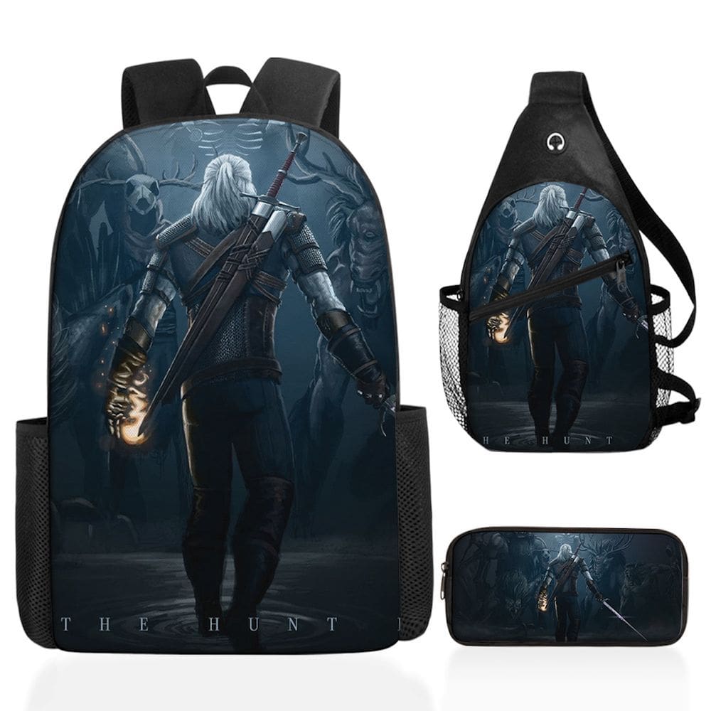 Conjunto de mochilas Witchers Anime, 3 peças para mochila escolar infantil