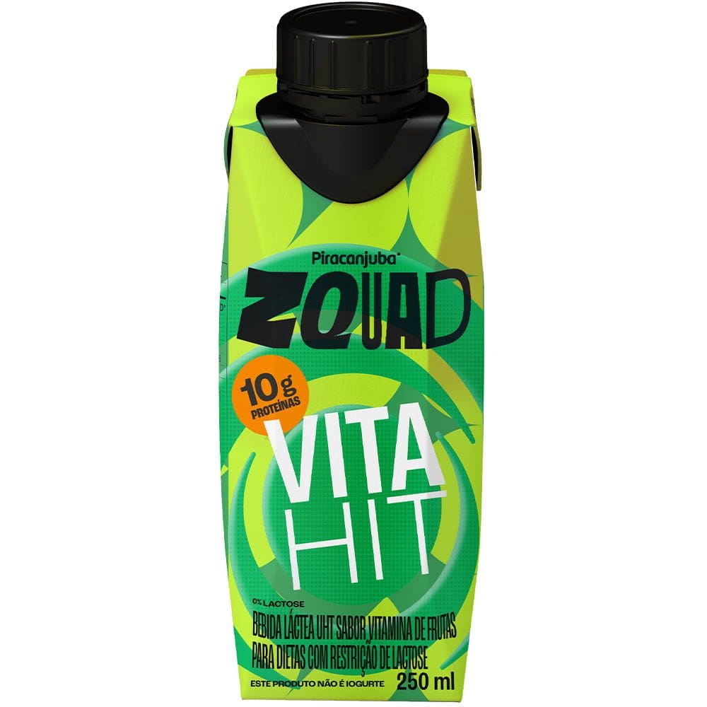 Bebida Láctea Piracanjuba ZQuad Vita Hit Sabor Vitamina de Frutas com 10g de Proteína 250ml