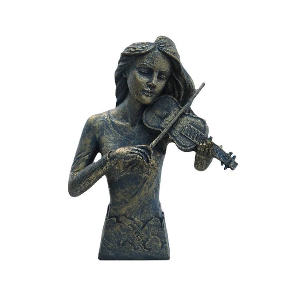 Escultura: Estatueta antiga de músico de latão 29,5 cm