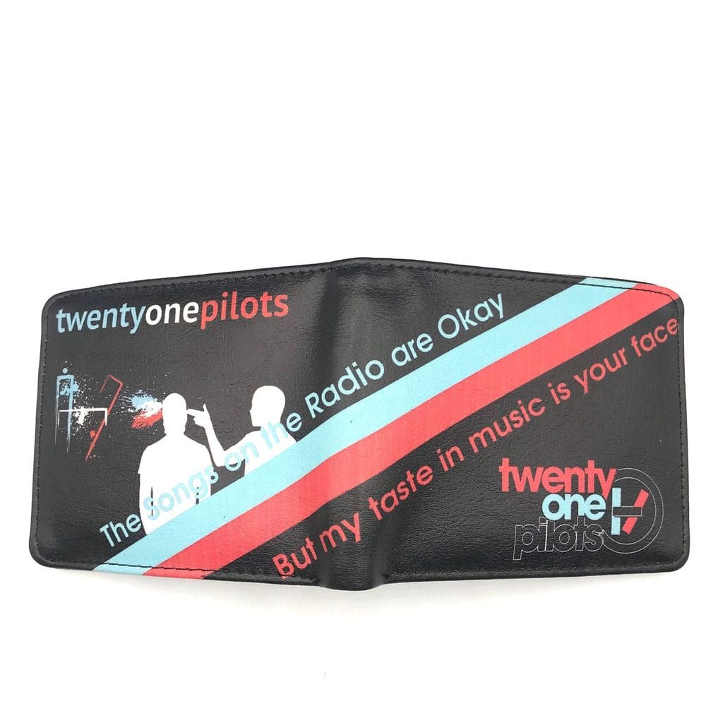 Carteira Twenty One Pilots, personagens de anime, couro PU