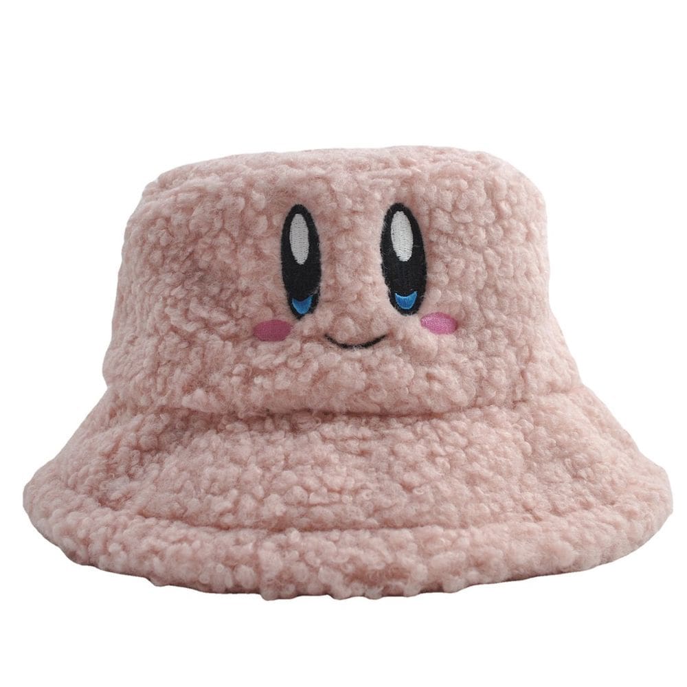 Chapéu de malha rosa Kirbys bordado Anime Winter Warm