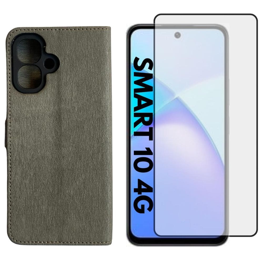 Capa Carteira + Pel. Vidro 3D Compativel Infinix Smart 10 4G