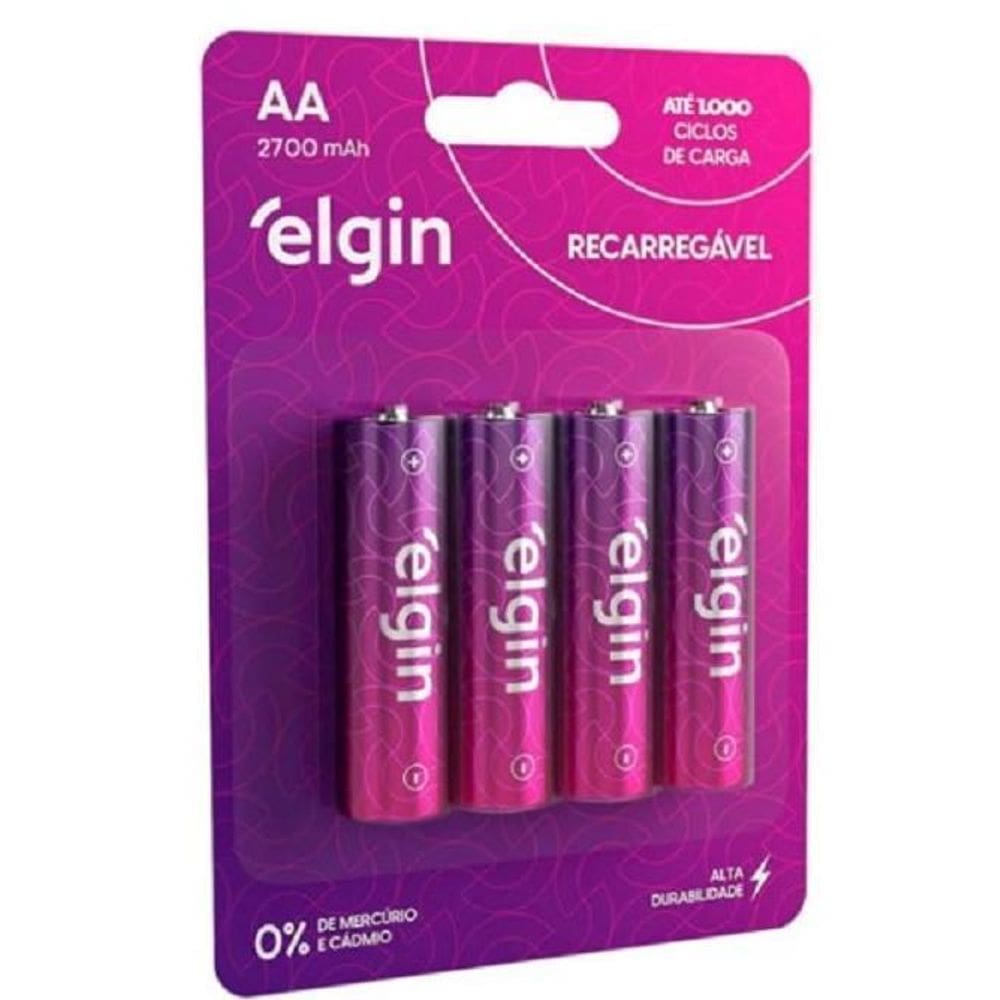 Pilha Recarregável Aa 2700Mah Elgin Com 4 Unidades Comum