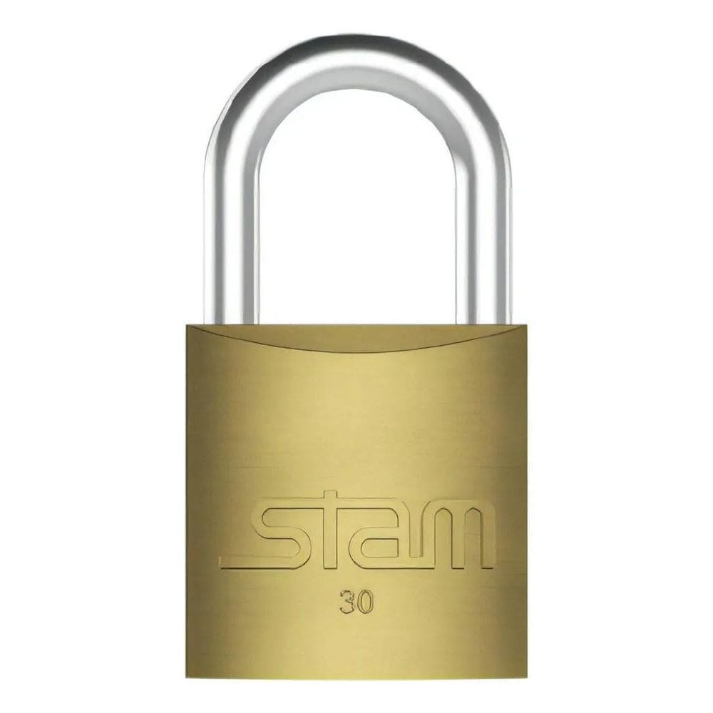 2X Cadeado 30Mm Latão Maciço Reforçado Stam Cor Dourado