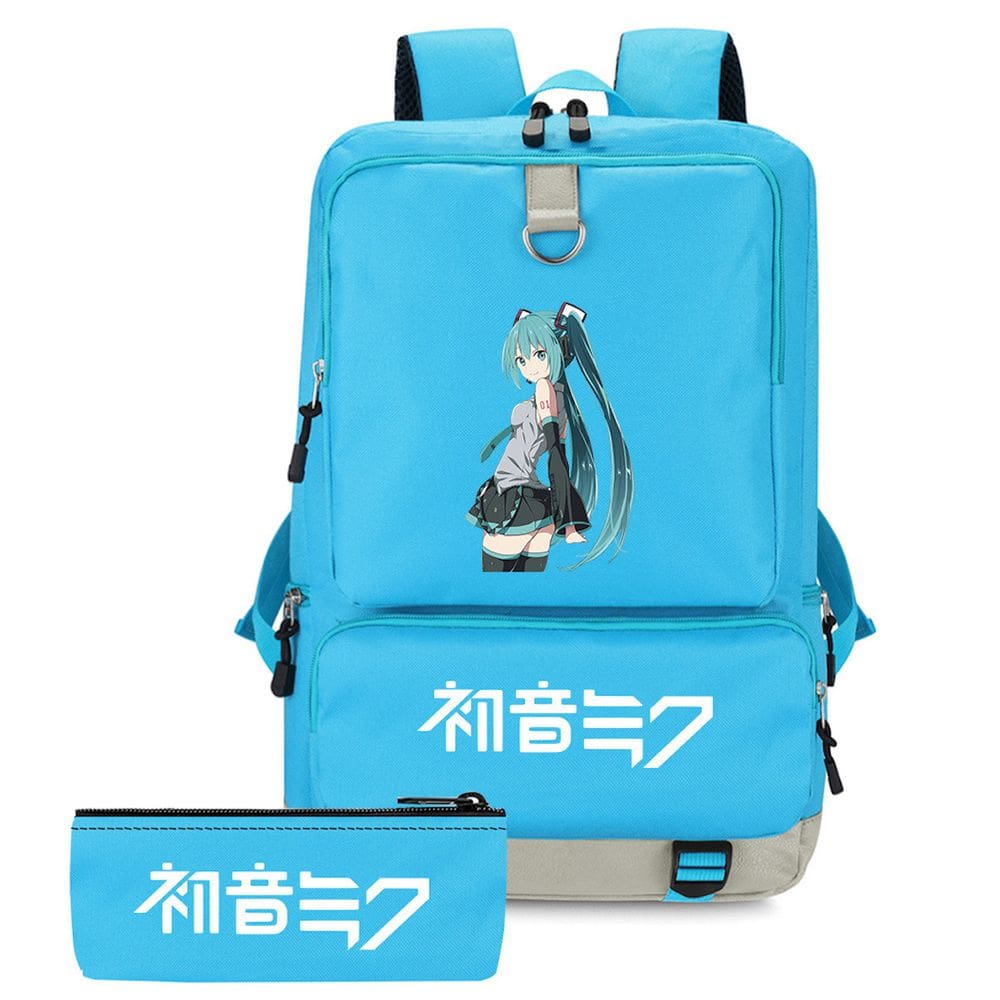 Conjunto de mochilas Hatsune Miku Cartoon Kids School com bolsa de lápis