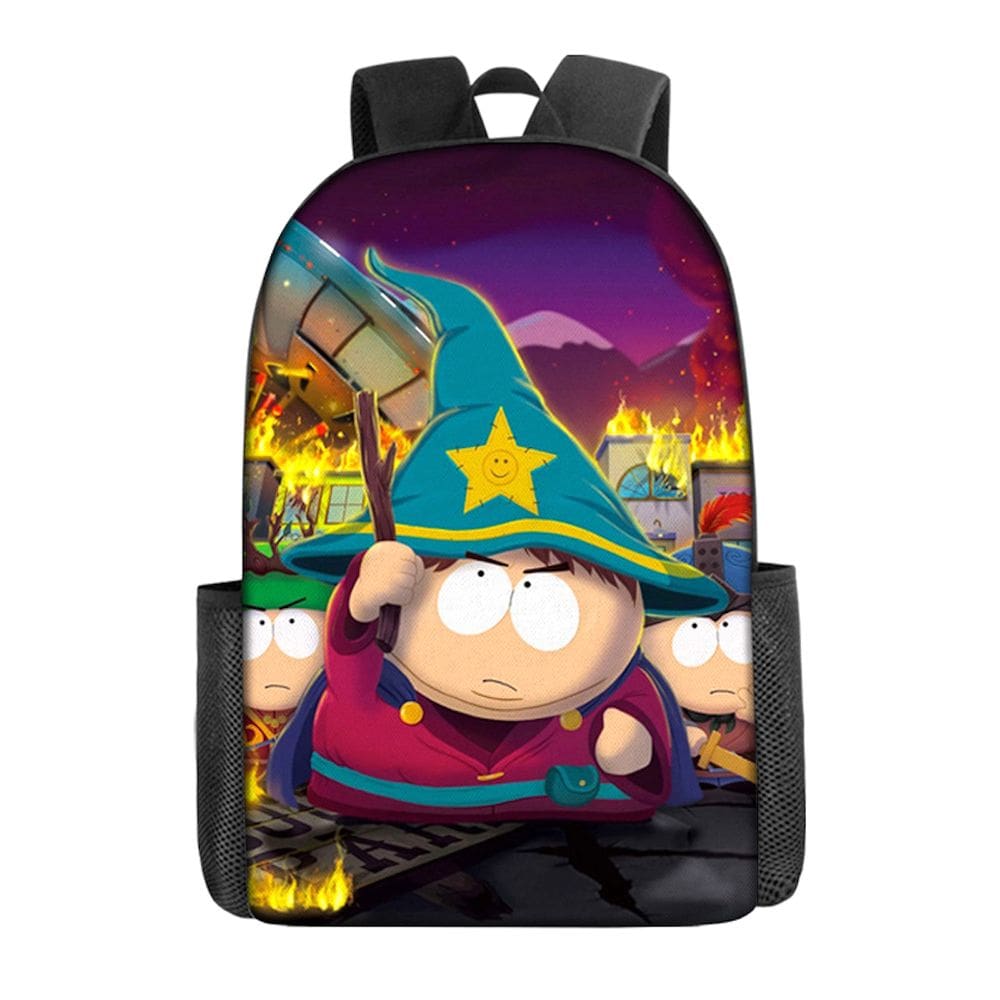 Mochila escolar infantil South Parks com impressão 3D Oxford 29x16x42cm