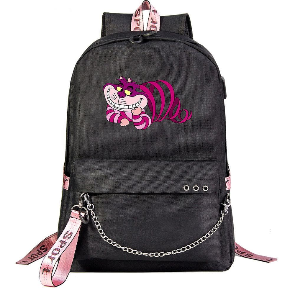 Mochila escolar Cheshire Cat Alice Wonderlands para crianças