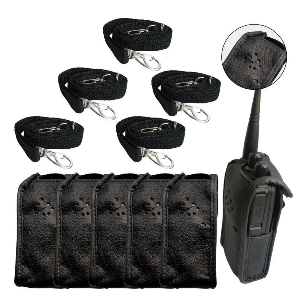 2X Kit 5 Capas Couro Para Rádio De Comunicação Intelbras Rc3