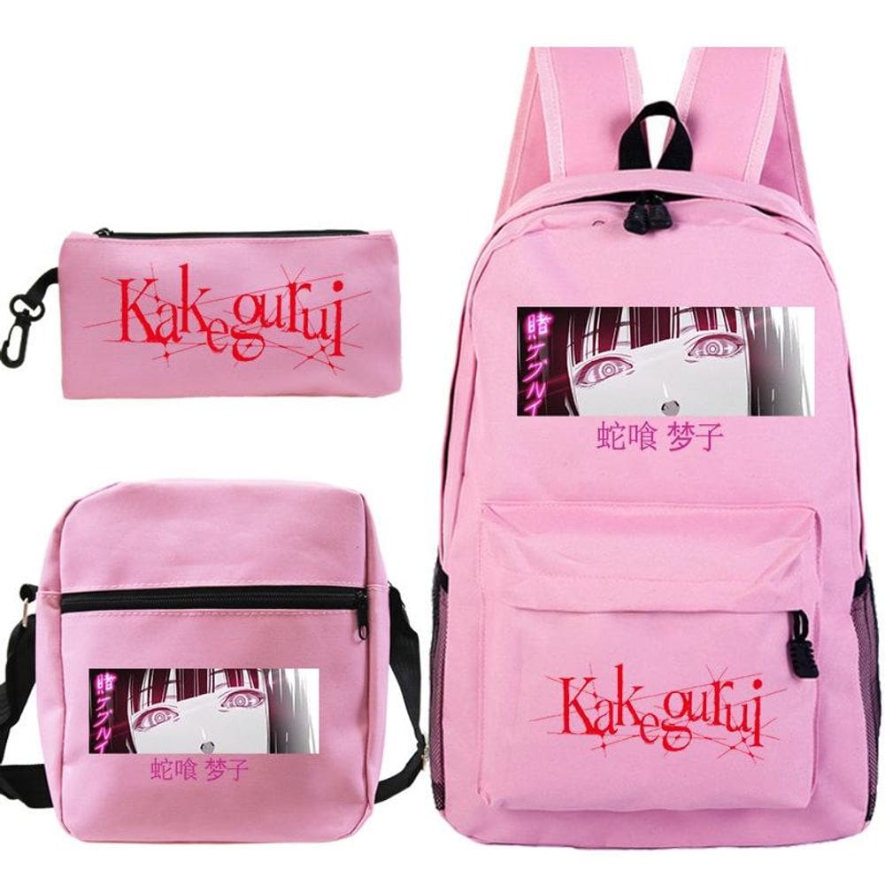 Conjunto de mochilas escolares: mochila de anime Kakeguruis com bolsa mensageiro