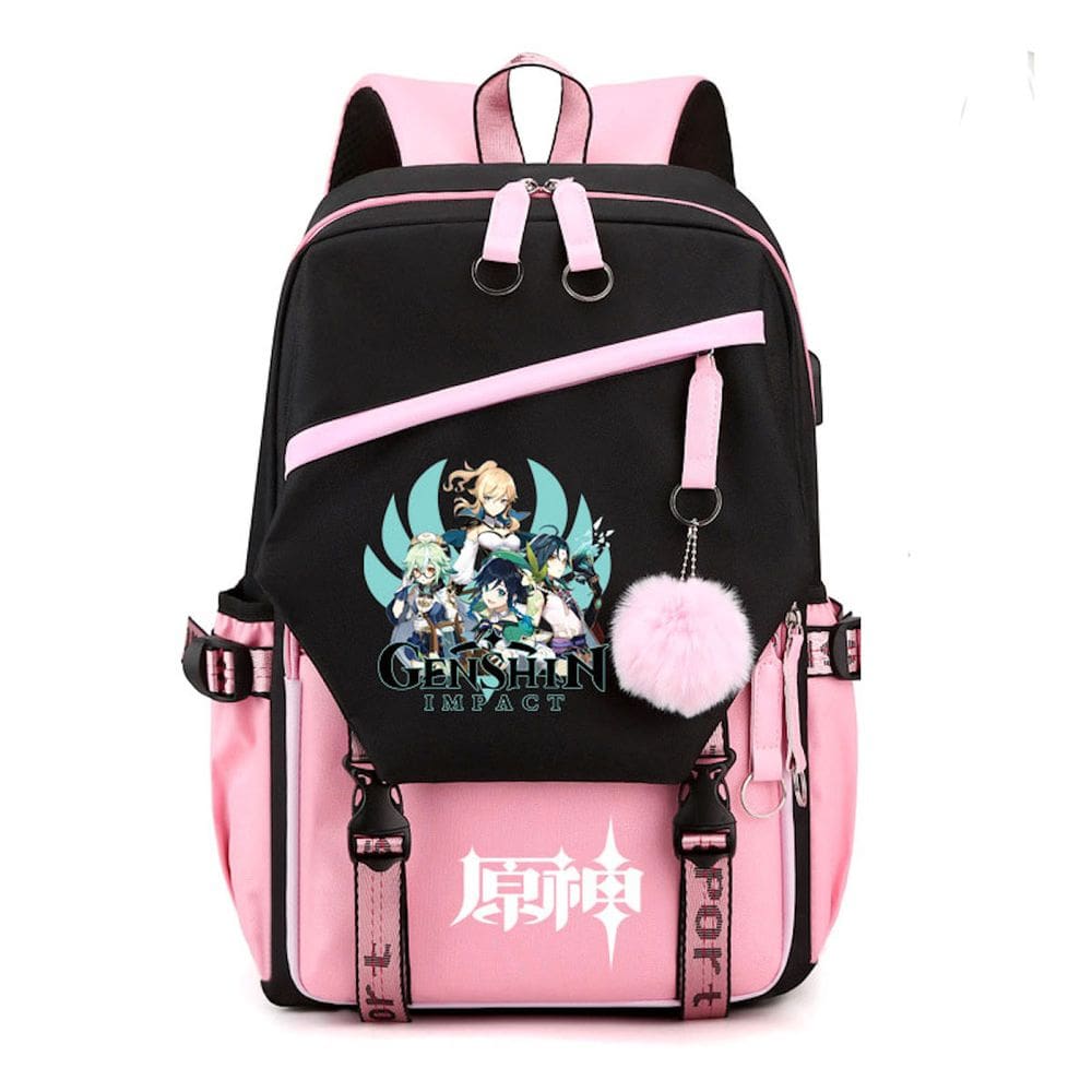 Mochila escolar Genshins Impacts K para crianças - Nylon