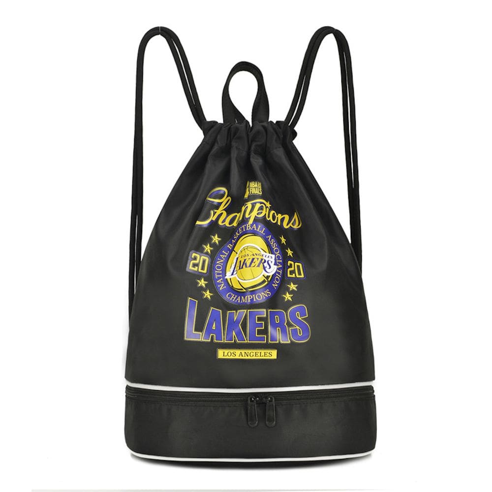 Mochila com cordão Lakers de nylon separado seco e úmido
