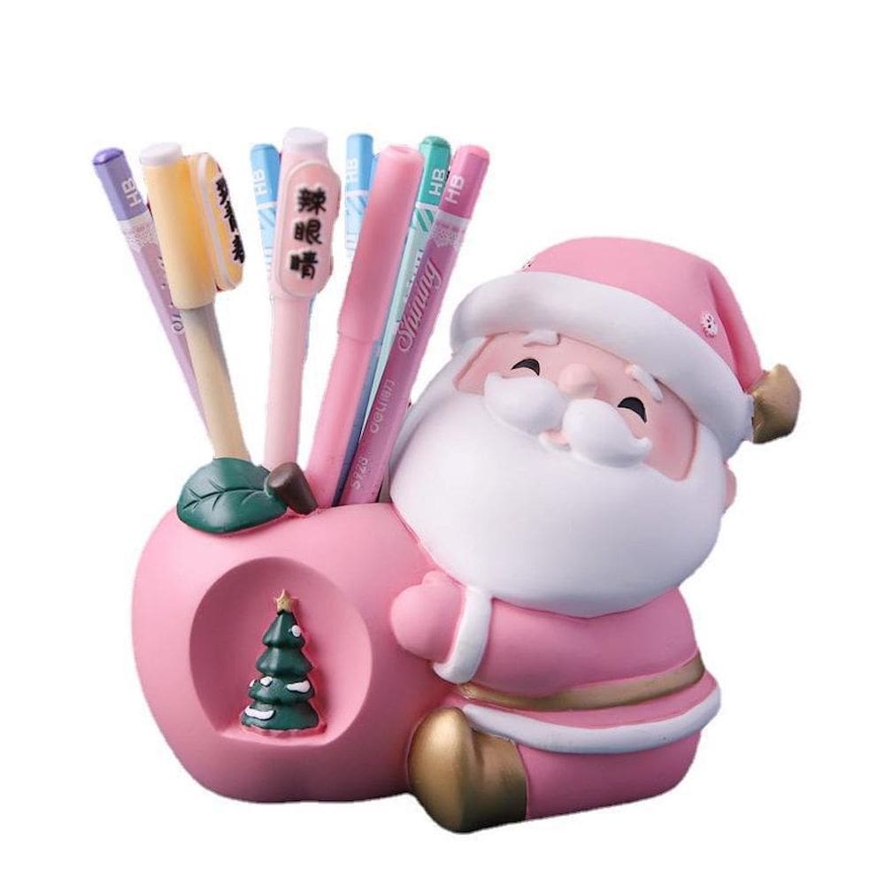 Porta-canetas de Papai Noel Piggy Bank para crianças em resina 14,6 cm