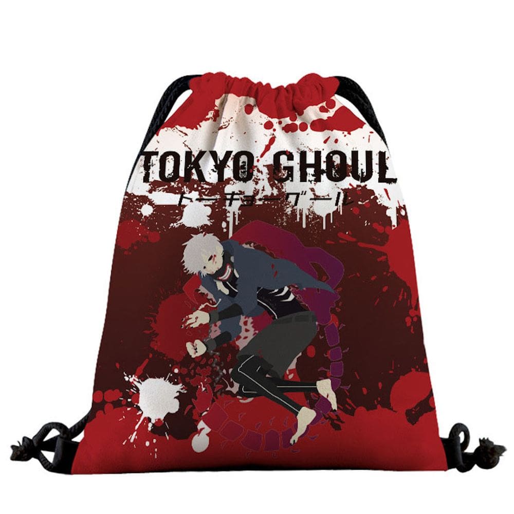 Mochila com cordão Tokyo Ghoul Anime 39x32cm algodão-poliéster
