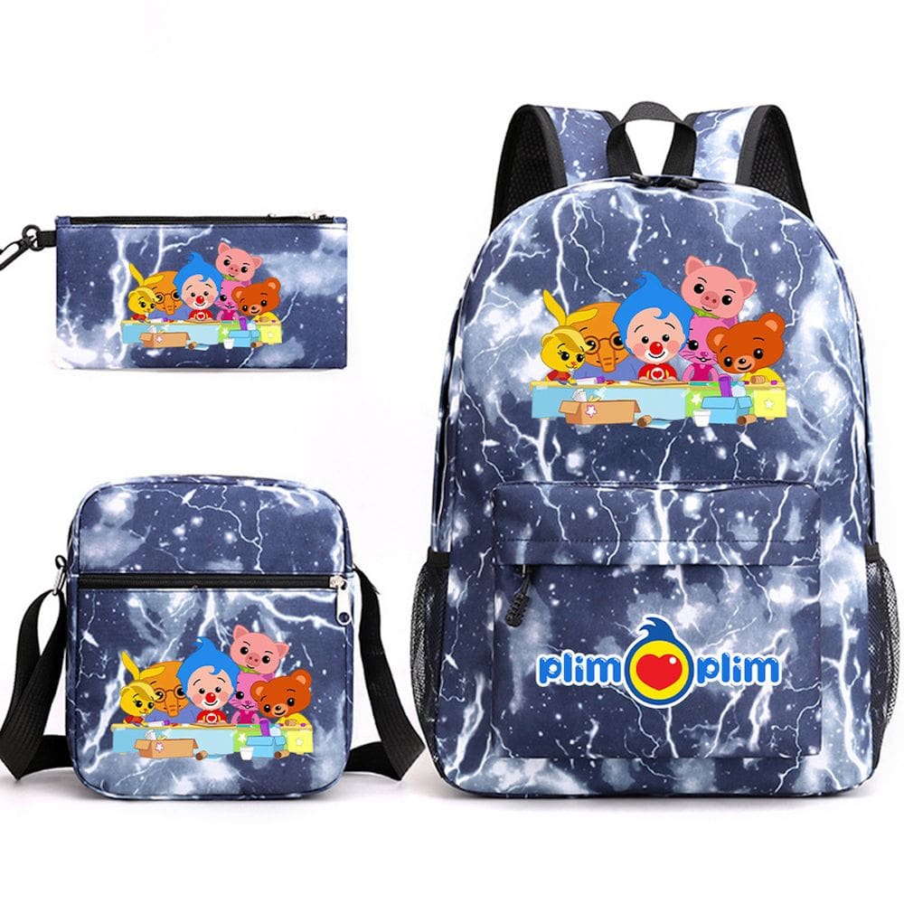 Conjunto de mochilas Plims Plims Cartoon Kids School Anime 3 unidades