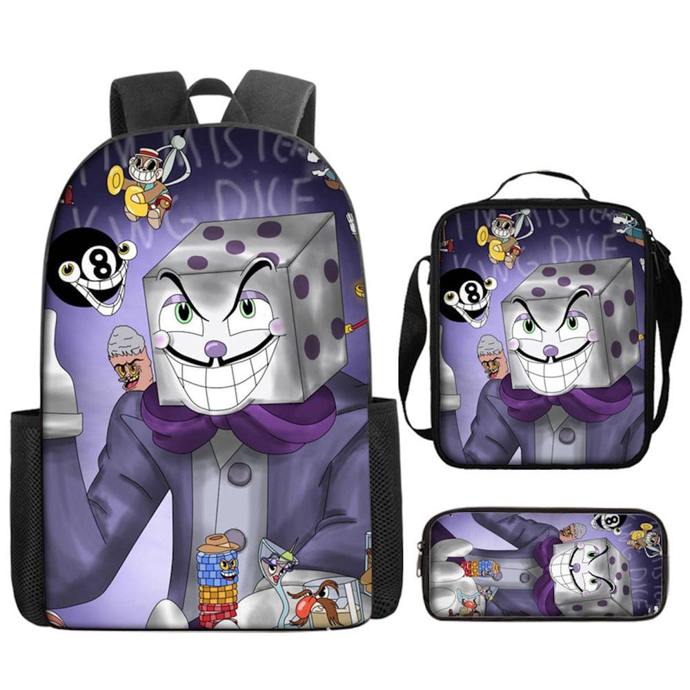 Conjunto de mochilas King Dice Anime School, 3 peças com bolsa de ombro