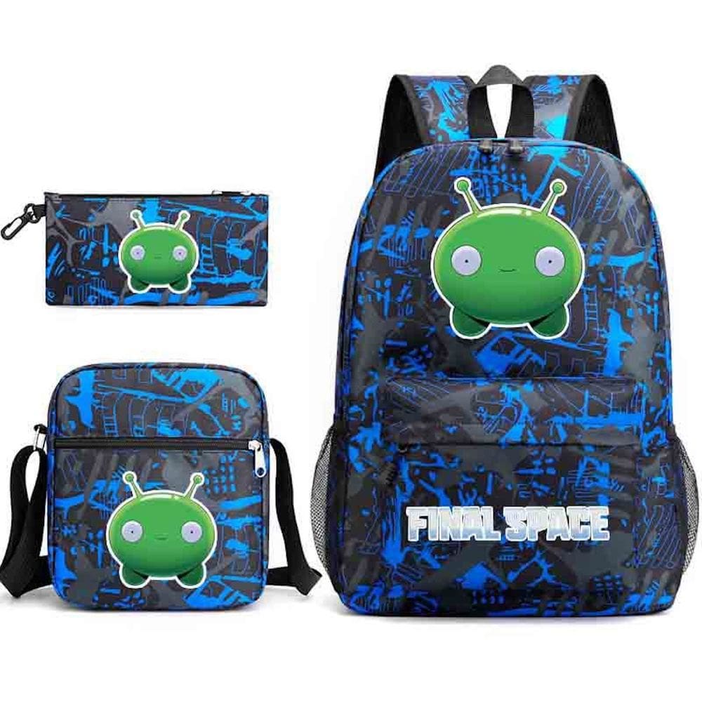 Conjunto de mochilas Final Space Anime School, 3 peças com bolsa de ombro