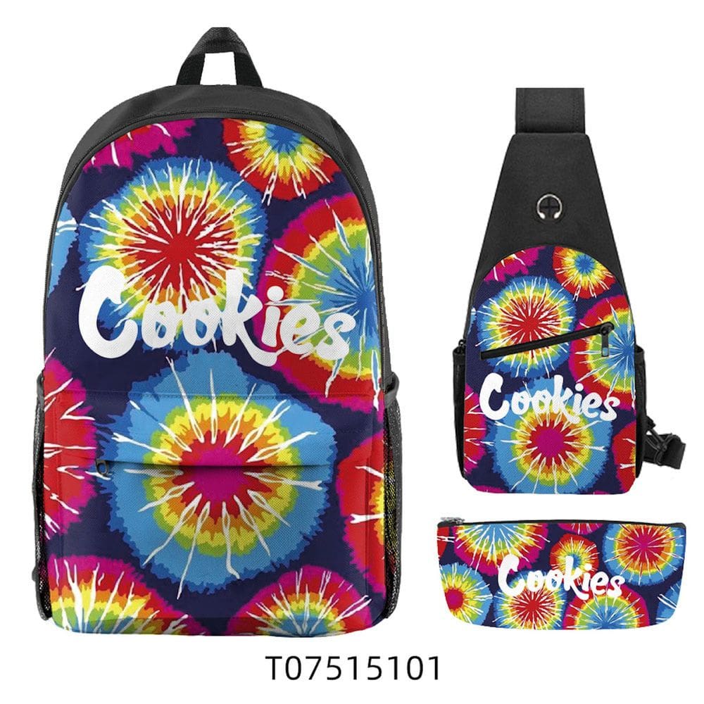 Conjunto de mochilas Cookies School, 3 peças com bolsa de ombro e estojo para lápis