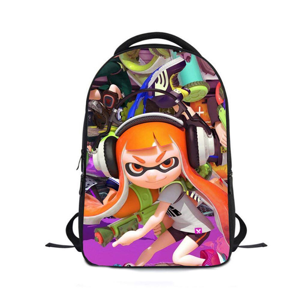 Mochila escolar infantil Splatoons com impressão 3D Oxford 24x12x30cm
