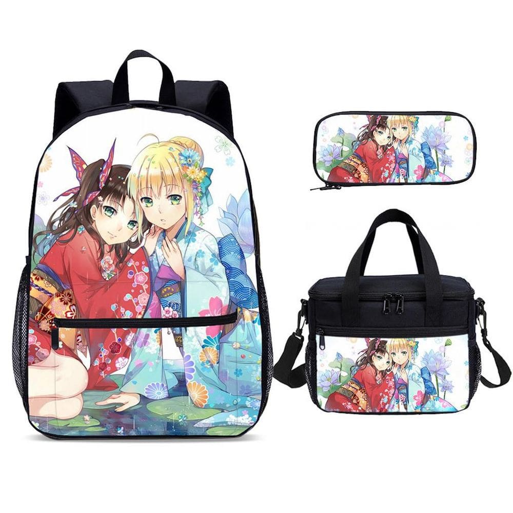 Conjunto de mochilas Fates Zero School Bag Anime Casual Satchel Kids
