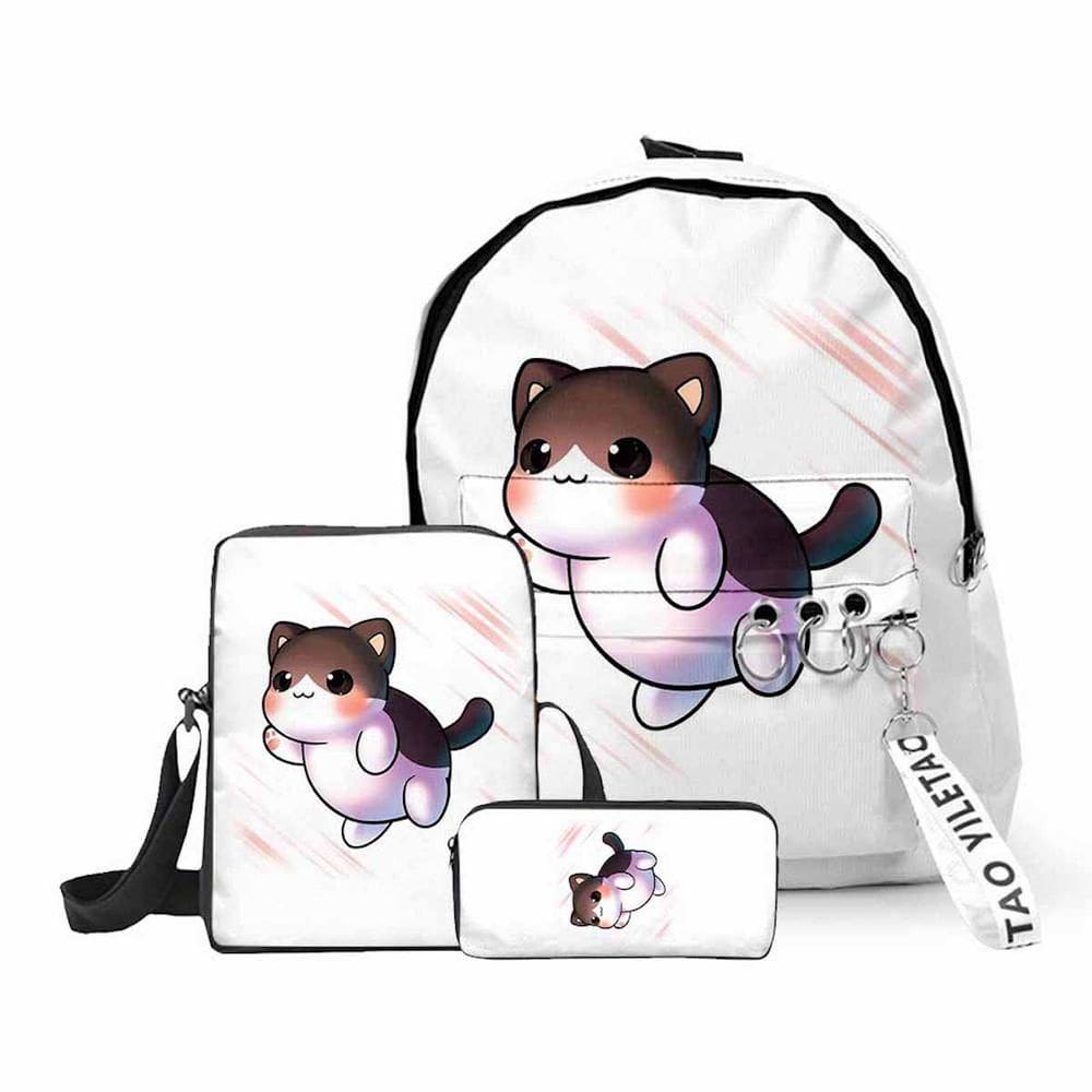 Conjunto de mochilas Aphmaus Cats Cartoon Kids School 3 unidades