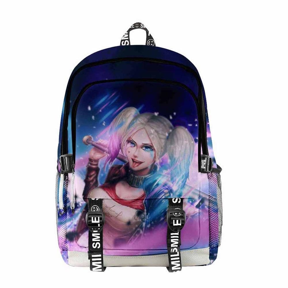Mochila escolar Harleys Quinns Cartoon Kids Anime 28x18x46cm