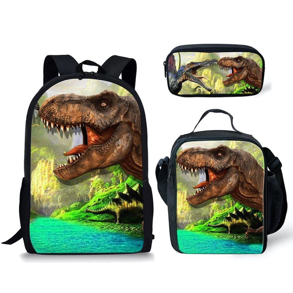 Conjunto de mochilas Cartoon Dinosaur Poliéster Kids Chil 3 unidades