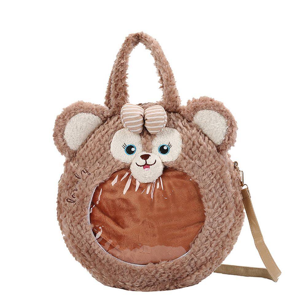 Bolsa Messenger Brown Bear Anime Plush para crianças de 2 a 10 anos