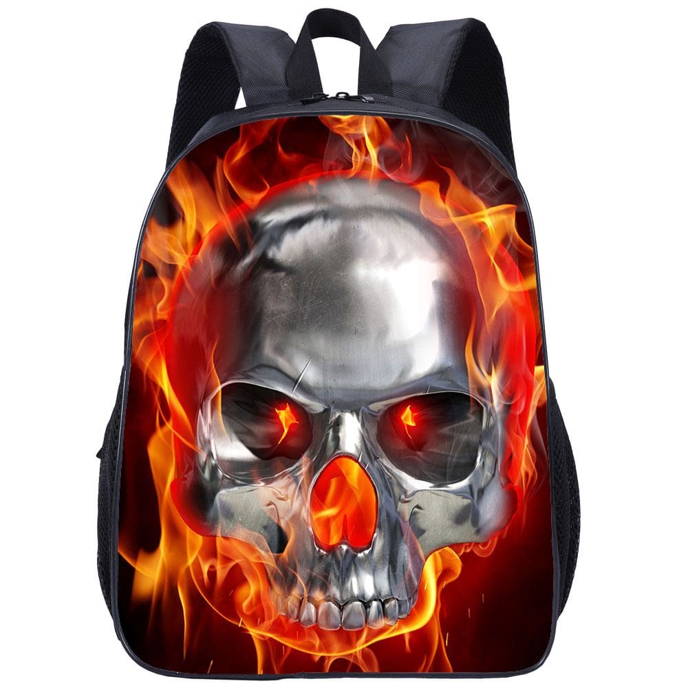 Mochila escolar Flames Skulls Anime Cartoon Student