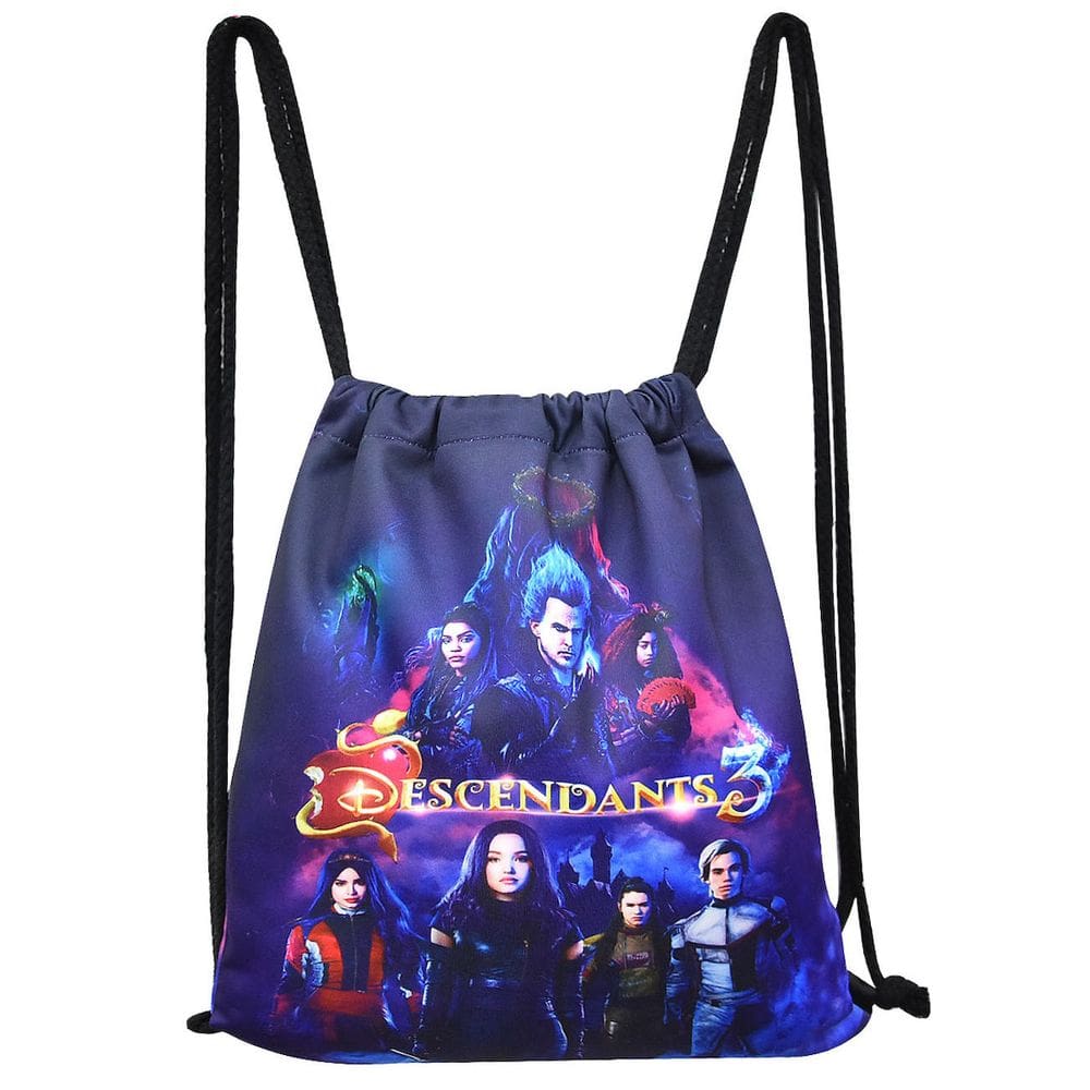 Mochila com cordão Anime Descendants com impressão 3D para crianças