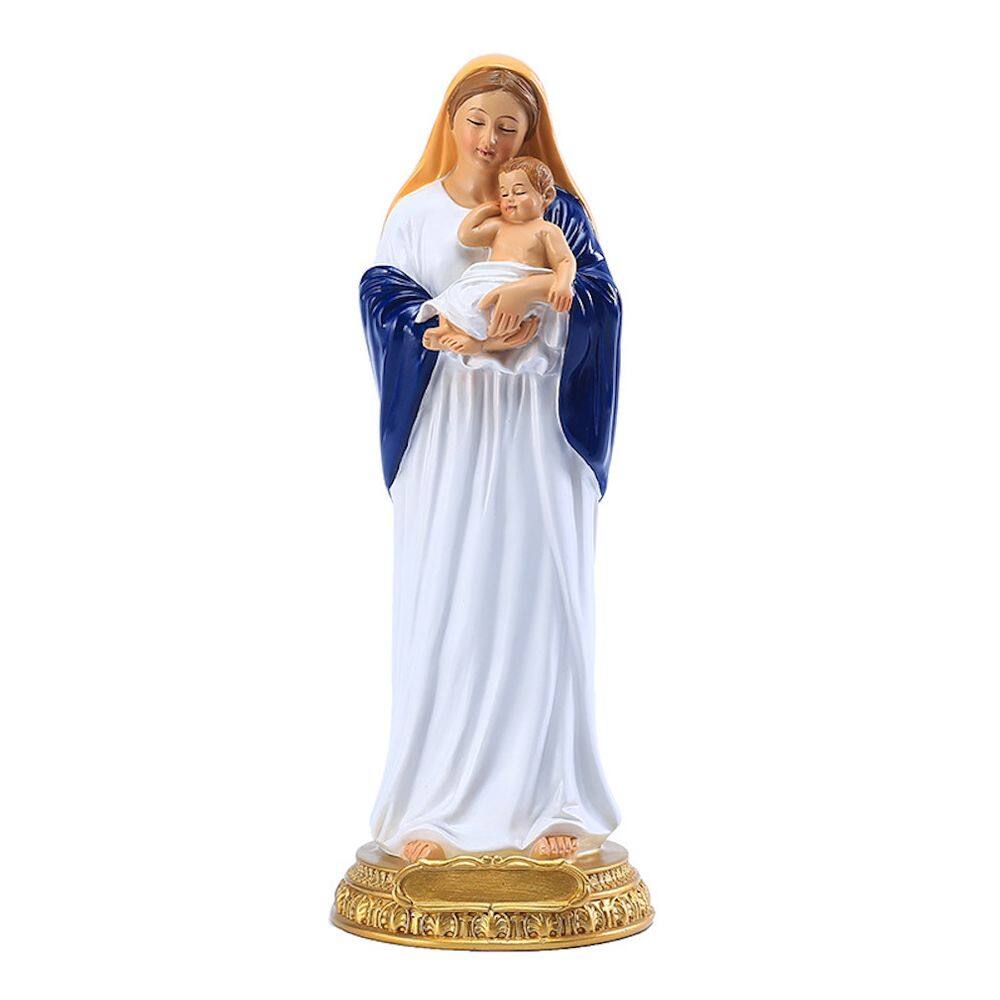 Estatueta de ornamento: escultura da Virgem Maria segurando o Santo Menino