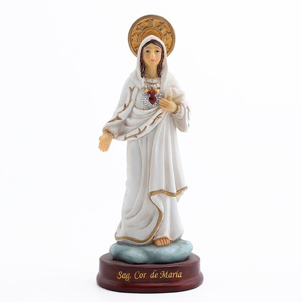 Estátua ornamental da Virgem Maria Estatueta Religiosa em Resina 14,2 cm