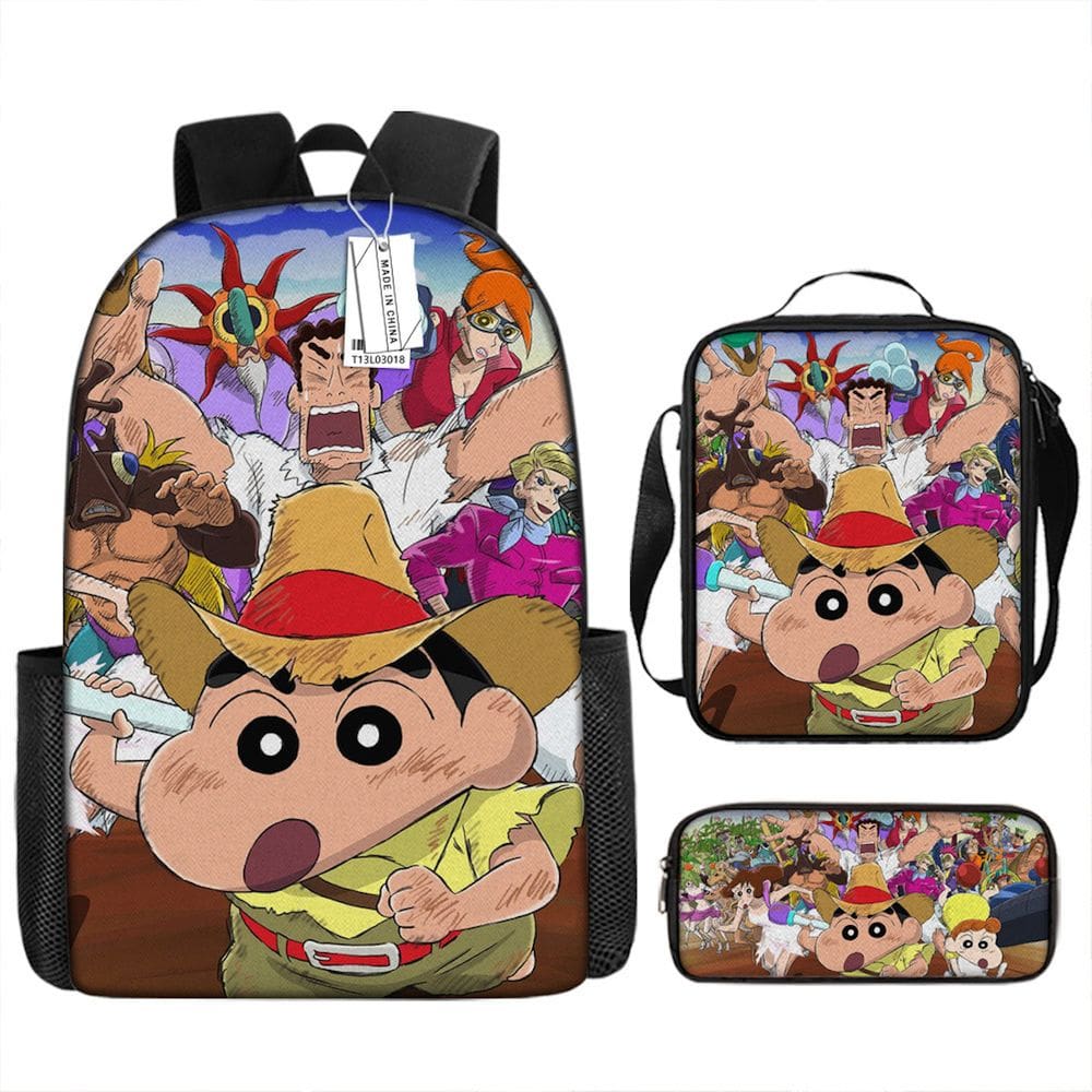 Conjunto de mochilas Shins chans Cartoon Kids School 3 unidades Oxford