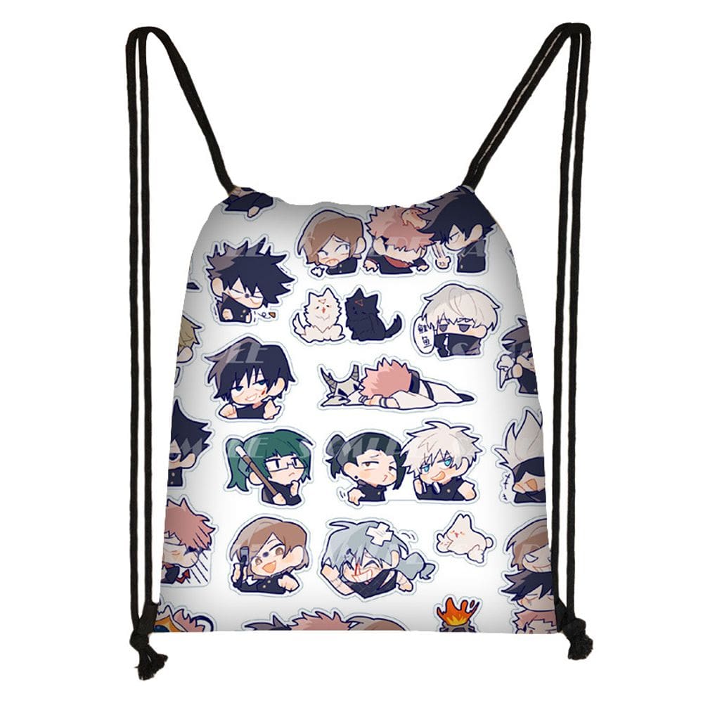 Bolsa com cordão Jujutsus Kaisens Itadoris Yujis Poliéster 32x38cm
