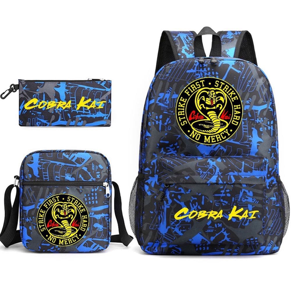 Conjunto de mochilas Cobras Kais Anime School, 3 peças com bolsa de ombro