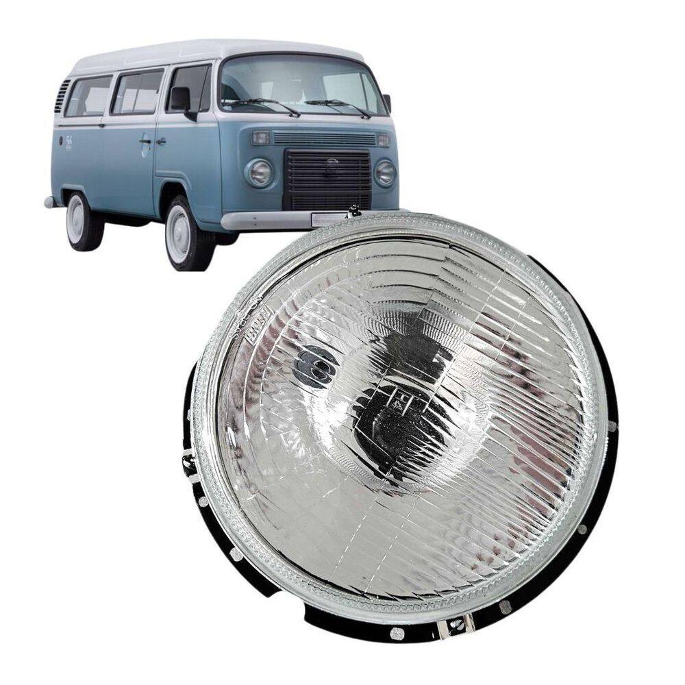 Farol Para Kombi 1976 A 2014 Com Aro E Lente Vidro