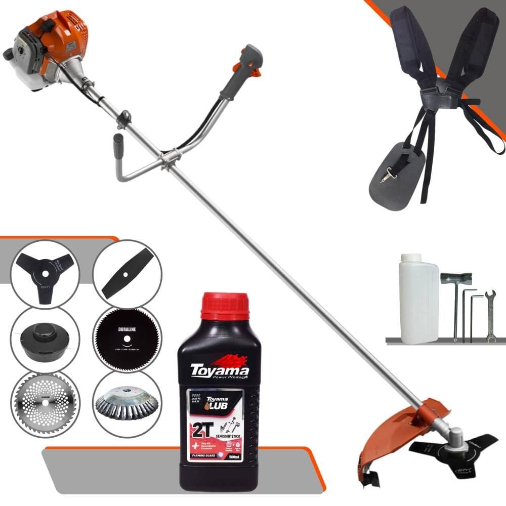 Podador de Grama Multifuncional Tekna RL520AC-G2 À Gasolina 52cc 2HP de Potência 13.000rpm Motor 2T Roçadeira Completa 6 Em 1 + ÓLEO TOYAMA FG50