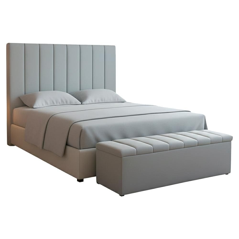 Cabeceira e Recamier Bau Casal 140 cm Dalia Suede Artte