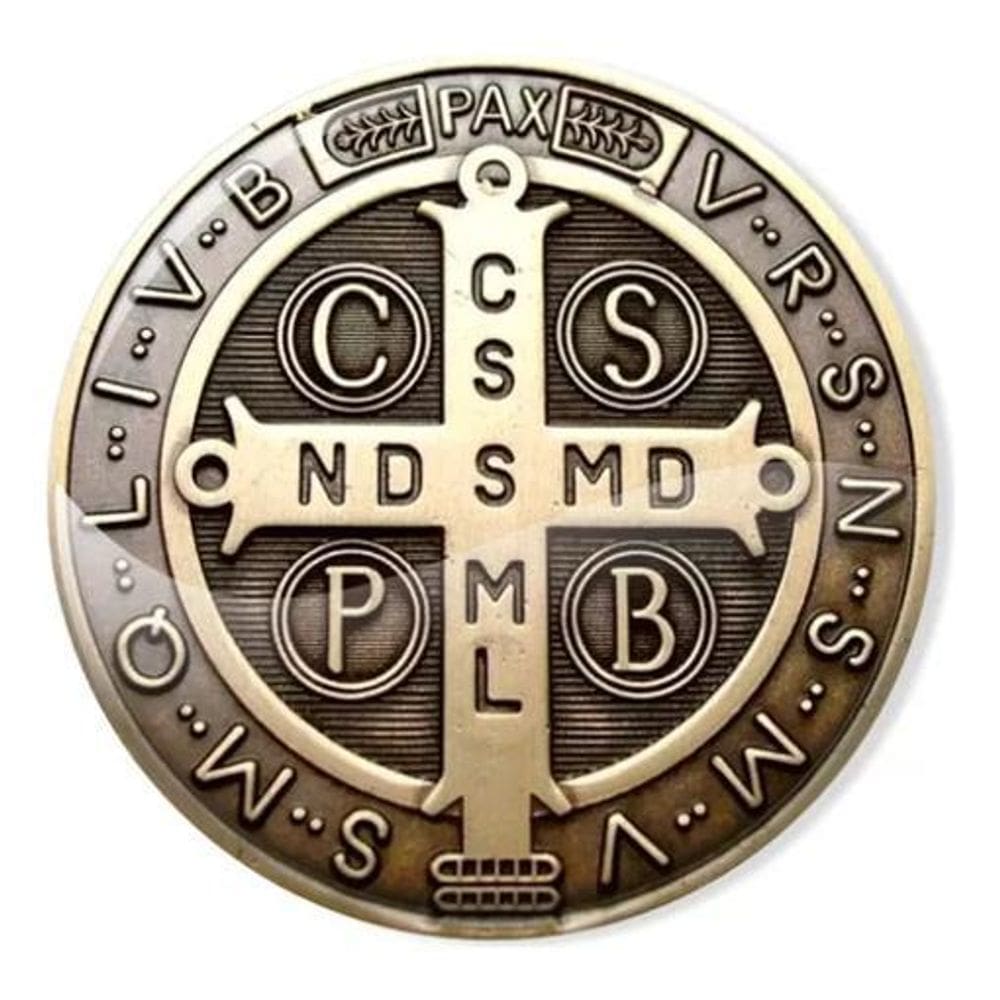 Adesivo Medalha De São Bento Envelhecido Resinado 10 Cm