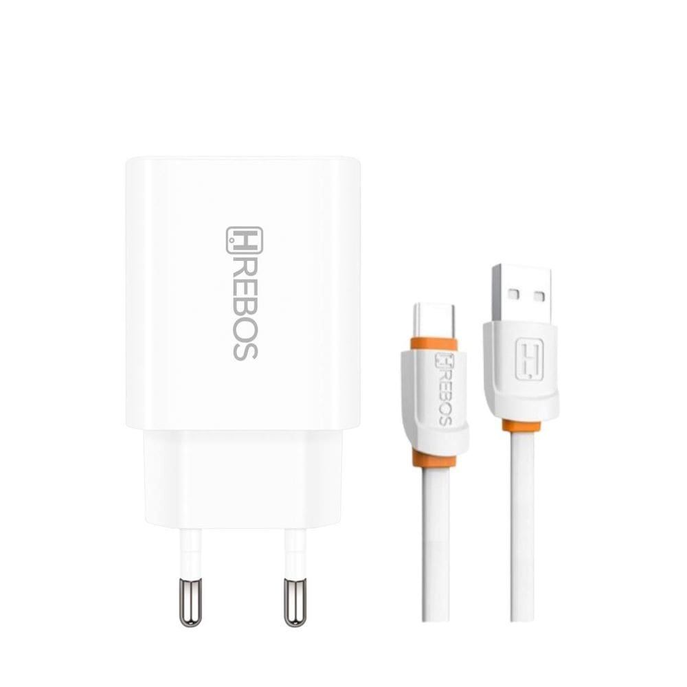 Carregador Tipo-C Turbo Rápido Premium 2 Portas Usb + Cabo