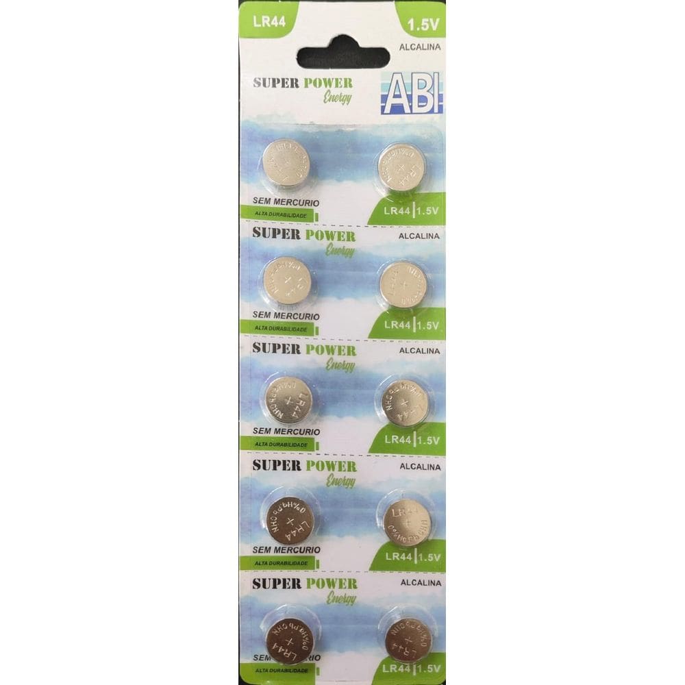 Bateria Lr44 Super Power Alcalina Cartela Com 10 Unidades