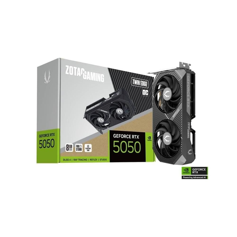 Placa de vídeo ZOTAC Gaming RTX 5050 Twin Edge OC, 8 GB GDDR6, 130 W, 8-pin, Preto