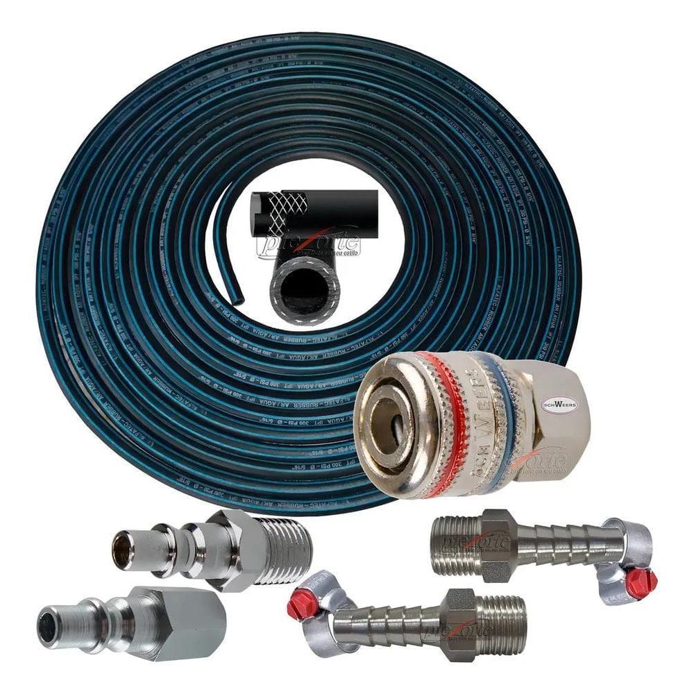 2X Mangueira Borracha 1/4 P/Compressor E Pistola - 10M + Eng