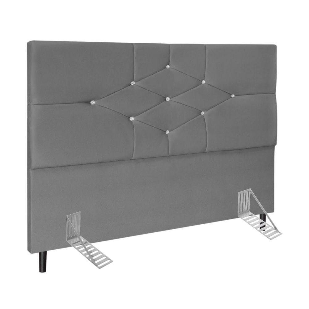 Cabeceira Cama Box Casal 140cm Camboriú Suede Cinza E-frame