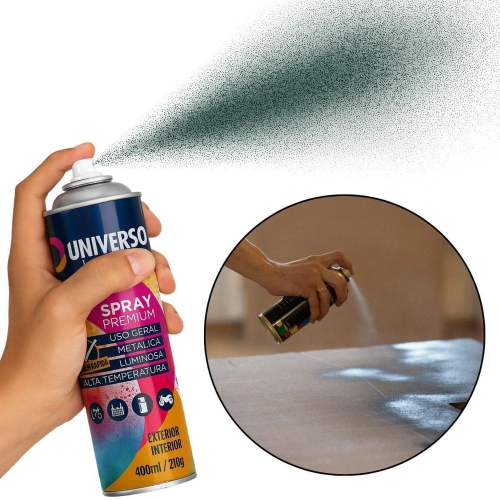 Tinta Spray 400Ml Verde Escuro Uso Geral Em Aço Ferro Couro